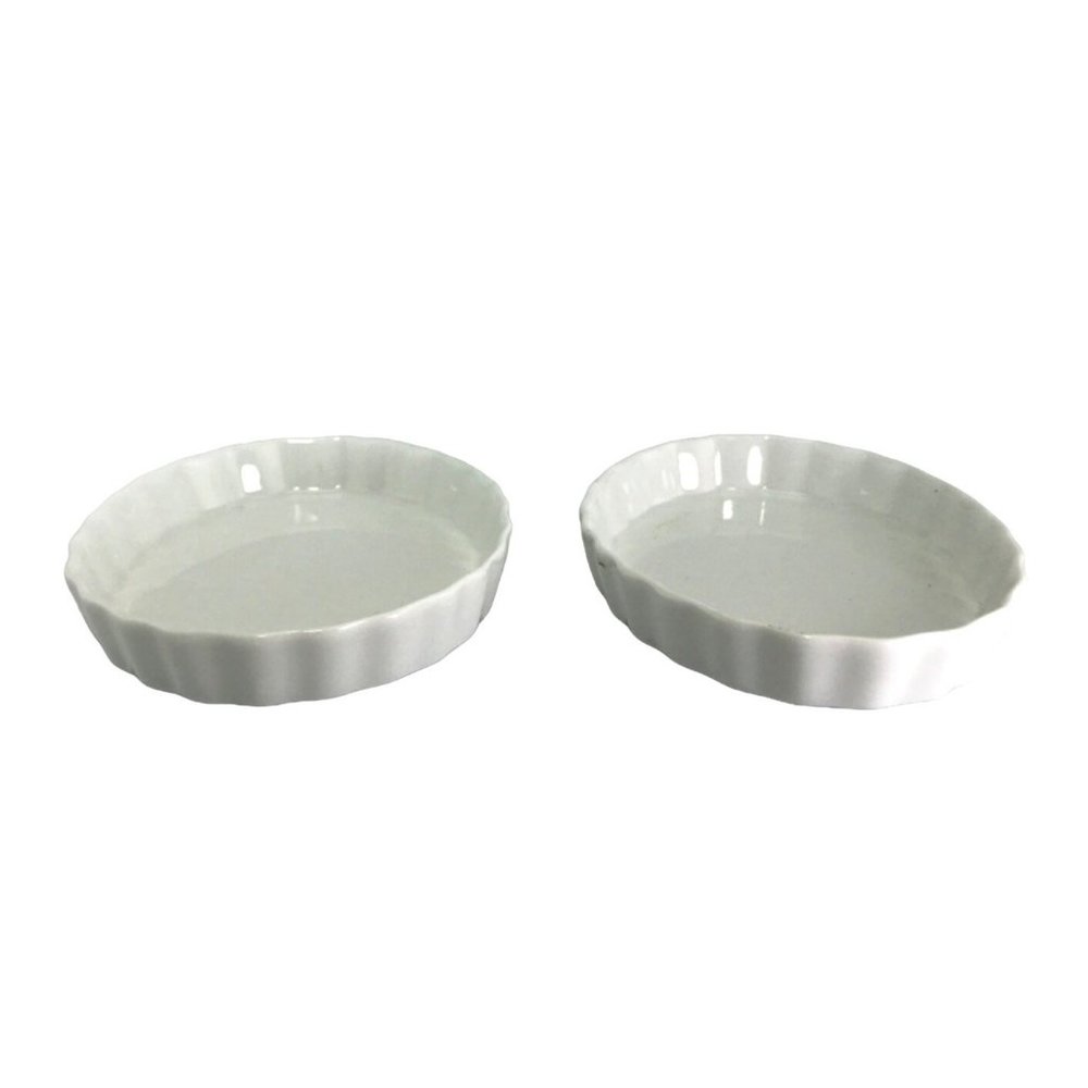 Set 2 BIA Cordon Blue Au Gratin Quiche Dishes Fluted 5"×4.5" Creme Brulee Tart